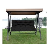 Cuscino spesso per dondolo da giardino, resistente all'acqua, a 3 posti, con cinghie e schienale, per mobili da esterni, nero, 150 x 100 x 10 cm, perfetto per baldacchino e terrazza