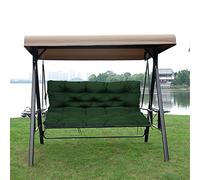 Cuscino spesso per dondolo da giardino, resistente all'acqua, a 3 posti, con schienale e cinghie, per mobili da esterni, verde scuro, 150 x 100 x 10 cm, perfetto per baldacchino e relax