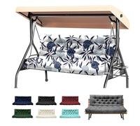 Cuscino spesso per panca da giardino a 2-3 posti, impermeabile, per dondolo da giardino, con schienale, sdraio da esterno, amaca e portico, con laccetti, per mobili a baldacchino (incantatrice blu