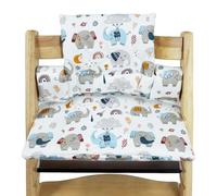 Cuscino Stokke Tripp Trapp: imbottitura doppia, impermeabile, rimovibile, cotone organico, morbido per seggiolone (elefanti)