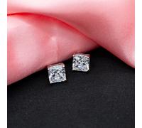 Cuscino Taglio Orecchini Vecchia Maniera Borchie 5A Zircone Cubico A 925 Argento