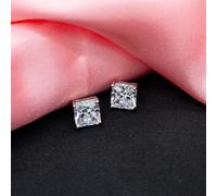 Cuscino Taglio Orecchini Vecchia Maniera Borchie 5A Zircone Cubico A 925 Argento