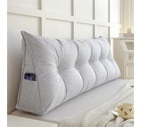 Cuscino Testata Letto Singolo/Matrimoniale 140/160 Cuscino Schienale Letto Cuscino Cuneo da Lettura Per Divano Imbottito Sfoderabile Triangolare Cuscini Grandi per Testiera Letto (90X20X50cm,Gray C)