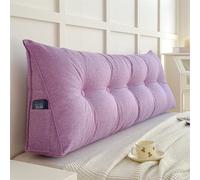 Cuscino Testata Letto Singolo/Matrimoniale 140/160 Cuscino Schienale Letto Cuscino Cuneo da Lettura Per Divano Imbottito Sfoderabile Triangolare Cuscini Grandi per Testiera Letto (160X20X50cm,Purple)