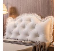 Cuscino Testiera A Cuneo, Cuscino da Lettura Comodino Doppio Divano Grande Schiena Supporto per Sostegno Testiera Rimovibile per Letto da Daybed da Letto(200cm,White 1)