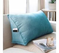 Cuscino Triangolare da Lettura, Cuscino a Cuneo per Divano e TV, 60x35x20cm, Cuscino di Supporto per Schienale del Letto a Divano, con Fodera Rimovibile e Lavabile(Blu,70x35x20cm)