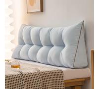 Cuscino Triangolare per Testiera da Letto - Cuscino in Velluto Morbido, Grande Supporto per Lettura, Cuscino di Supporto Lombare per Camera da Letto, Divano, Tatami, Letto Giorno (Blu Chiaro