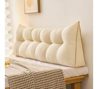 Cuscino a cuneo per testiera da letto, in velluto, triangolare, morbido, per schienale, grande supporto per lettura, per dormitorio, camera da letto, divano, divano tatami e divano (beige, 200 x 45 x
