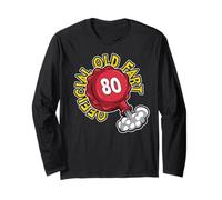 Cuscino Ufficiale per 80° Compleanno, con Scritta Old Fart, Colore: Rosso Maglia a Manica