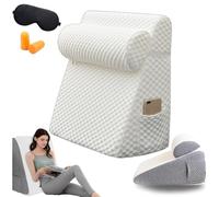 Cuscino Wedge Hiquo, Set Cuscino Ortopedico 4-in-1 Versatile, Cuscino A Inclinazione Triangolare Regolabile Con Maschera Per Dormire 100% Blocca Luce, Memory Foam & Fodera Rimovibile (White)
