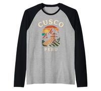 Cusco Perù Retro Città Inca Montagna Andina Sud America per Maglia con Maniche Raglan