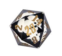 Cusdie D&D - Dadi grandi D20 da 55 mm, con bordi affilati, 20 facce, fatti a mano, per giochi di ruolo, giochi da tavolo (teschio bianco con farfalla blu)