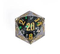 Cusdie D&D - Dadi grandi D20 da 55 mm, con bordi affilati, a 20 facce, fatti a mano, D20, per giochi di ruolo da tavolo Dungeons and Dragons, (bussola fosforescente)