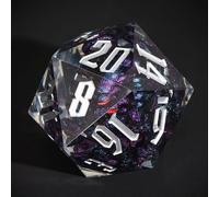 Cusdie D20 - Dadi grandi dimensioni D20 DND, 55 mm, con bordi affilati, dadi a 20 facce giganti, fatti a mano, per giochi di ruolo, giochi da tavolo (polpo viola e nero)