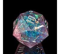 Cusdie Dadi D20 DND da 33 mm, con bordi affilati e inclusioni in lamina glitterata, dadi singoli da 20 lati, per giochi di ruolo come regalo per giochi di ruolo come dungeon e draghi (viola)