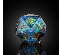 Cusdie Dadi D20 DND da 33 mm, con bordi affilati e inclusioni in lamina glitterata, dadi singoli da 20 lati, per giochi di ruolo come regalo per giochi di ruolo come dungeons e draghi (nero