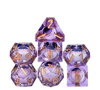 cusdie Dadi DND con bordi taglienti, dadi con anima liquida con occhi di morte, 7 dadi D&D, set di dadi poliedrici artigianali per giochi di ruolo MTG Pathfinder (bulbo oculare viola) (RE-HS95)