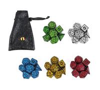 Cusdie Set di 5 set di dadi poliedrici per DND, con borsa Dragon Eye, motivo a reticolo per finestra, set di dadi per D&D per dungeons and Dragons, RPG, giochi da tavolo