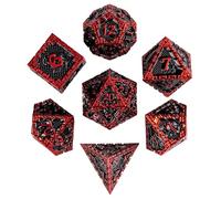 Cusdie Set di 7 dadi in metallo, poliedrici a scala di drago, per giochi di ruolo come Dungeons and Dragons