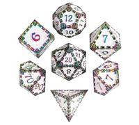 Cusdie Set di 7 dadi in metallo, poliedrici a scala di drago, per giochi di ruolo come Dungeons and Dragons