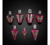 Cusdie Set di 7 dadi per D&D a forma di pozione, poliedrici, fatti a mano, con bordi affilati, per giochi di ruolo TTRPG (rosa con numeri verdi)