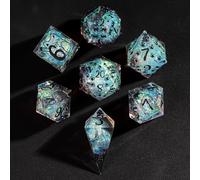 Cusdie Set di 7 dadi poliedrici con bordi affilati, motivo gatto, per giochi di ruolo DND Dungeons and Dragons