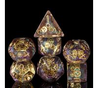 cusdie Set di 7 dadi poliedrici con ingranaggi, per giochi di ruolo, Dungeons and Dragons, D&D (galassia)
