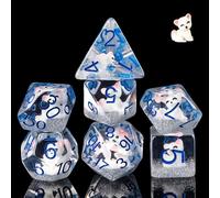Cusdie Set di 7 dadi poliedrici DnD, per giochi di ruolo, Dungeons and Dragons (D&D-DnD), MTG, Pathfinder (volpe bianca)