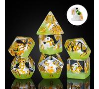 Cusdie Set di 7 dadi poliedrici per DnD contenenti animali, per giochi di ruolo, Dungeons and Dragons (D&D), Pathfinder (coniglio)