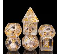 Cusdie Set di 7 dadi poliedrici per DnD contenenti animali, per giochi di ruolo, Dungeons and Dragons (D&D), MTG, Pathfinder (cane grigio)