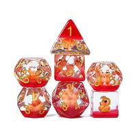 Cusdie Set di 7 dadi poliedrici per DnD contenenti animali, per giochi di ruolo, Dungeons and Dragons (D&D), MTG, Pathfinder (orso rosso)