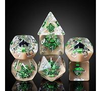 Cusdie Set di 7 dadi poliedrici per DnD contenenti animali, per giochi di ruolo, Dungeons and Dragons (D&D), MTG, Pathfinder (tartaruga verde)