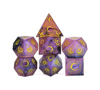 Cusdie Sharp Edges - Set di 7 dadi per D&D, fatti a mano, poliedrici, per giochi di ruolo, colore: viola lunare e nero