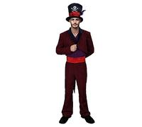 CUSFULL Costume da Dr Facilier da uomo, vintage, con giacca con fascia rossa, corsetto da mago, per cosplay, Halloween, taglia M