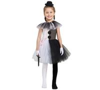 Cusghjbsg Costume da clown di Halloween per bambine e ragazze, in tulle bianco e nero, tutù, calze, calzini, guanti, forcina, set per feste e cosplay (nero, bianco, A, XXL)