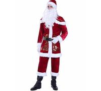 Cusghjbsg - Set costume da Babbo Natale per uomo, in velluto rosso, per cosplay di Natale, per feste a tema, spettacolo teatrale, gioco di ruolo, con cintura e cappelli (Taglia M)