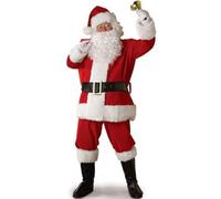 Cusghjbsg - Set costume da Babbo Natale per uomo, in velluto rosso, per cosplay di Natale, per feste a tema, spettacoli di palcoscenico, gioco di ruolo, con cintura e cappelli (C rosso, S)