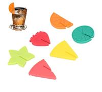 Cushangty Segnalatori Per Bicchieri Da Vino - Identificatori in Silicone per Bevande - 6 Pezzi Forma Frutta Etichette Identificative per Flute Decorativi Vino per Feste Club