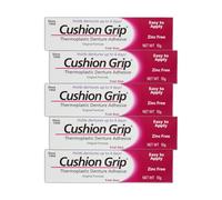 Cushion Grip Adesivo termoplastico per protesi, 9,9 g, formato da viaggio, rimonta e stringe protesi sciolte in movimento, adesivo non colla, agisce come un morbido reliner (confezione da 5)