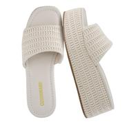 CUSHIONAIRE Carmen, sandali da donna con plateau, comodi sandali espadrillas da donna con memory foam, bianco sporco, 39.5 EU Larga