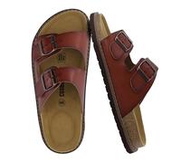 CUSHIONAIRE Plano, sandali slip-on da donna 2025 con supporto per l'arco, cinghie regolabili con fibbia e suola cucita - Sandali estivi estivi casual da donna, Nappa Whisky, 38 EU