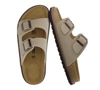 CUSHIONAIRE Plano, sandali slip-on da donna 2025 con supporto per l'arco, cinghie regolabili con fibbia e suola cucita - Sandali estivi estivi casual da donna, pietra, 39 EU