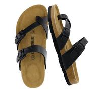 CUSHIONAIRE Sandali con Plantare in Sughero Luna da Donna con + Comfort, Nero oleoso 38 EU