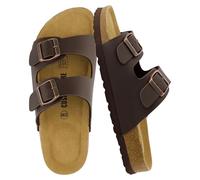 CUSHIONAIRE Sandalo con Plantare in Sughero Lane da Donna con + Comfort, Nappa Marrone, 38 EU