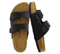 CUSHIONAIRE Sandalo con Plantare in Sughero Lane da Donna con + Comfort, Nappa Nera, 40 EU