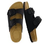 CUSHIONAIRE Sandalo con plantare in sughero Lane da donna con +Comfort, nero, 40 EU