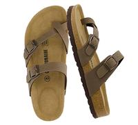 CUSHIONAIRE Sandalo con Plantare in Sughero Luna da Donna con + Comfort, Nappa Marrone, 37 EU