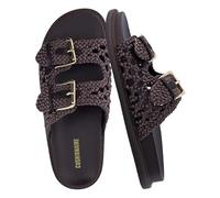 CUSHIONAIRE Sandalo da donna Weaver con plantare in tessuto + Comfort, ampie larghezze disponibili, Marrone, 39 EU