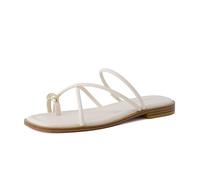 CUSHIONAIRE Venue Sandali da donna con cinturino e cinturino in punta con dettagli dorati e memory foam comfort, Crema, 37.5 EU