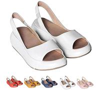 Cushioned Sandals, 2025 Lightweight and Comfortable Slip-On Orthopedic Cushioned Peep-Toe Sandals for Women (white,41)